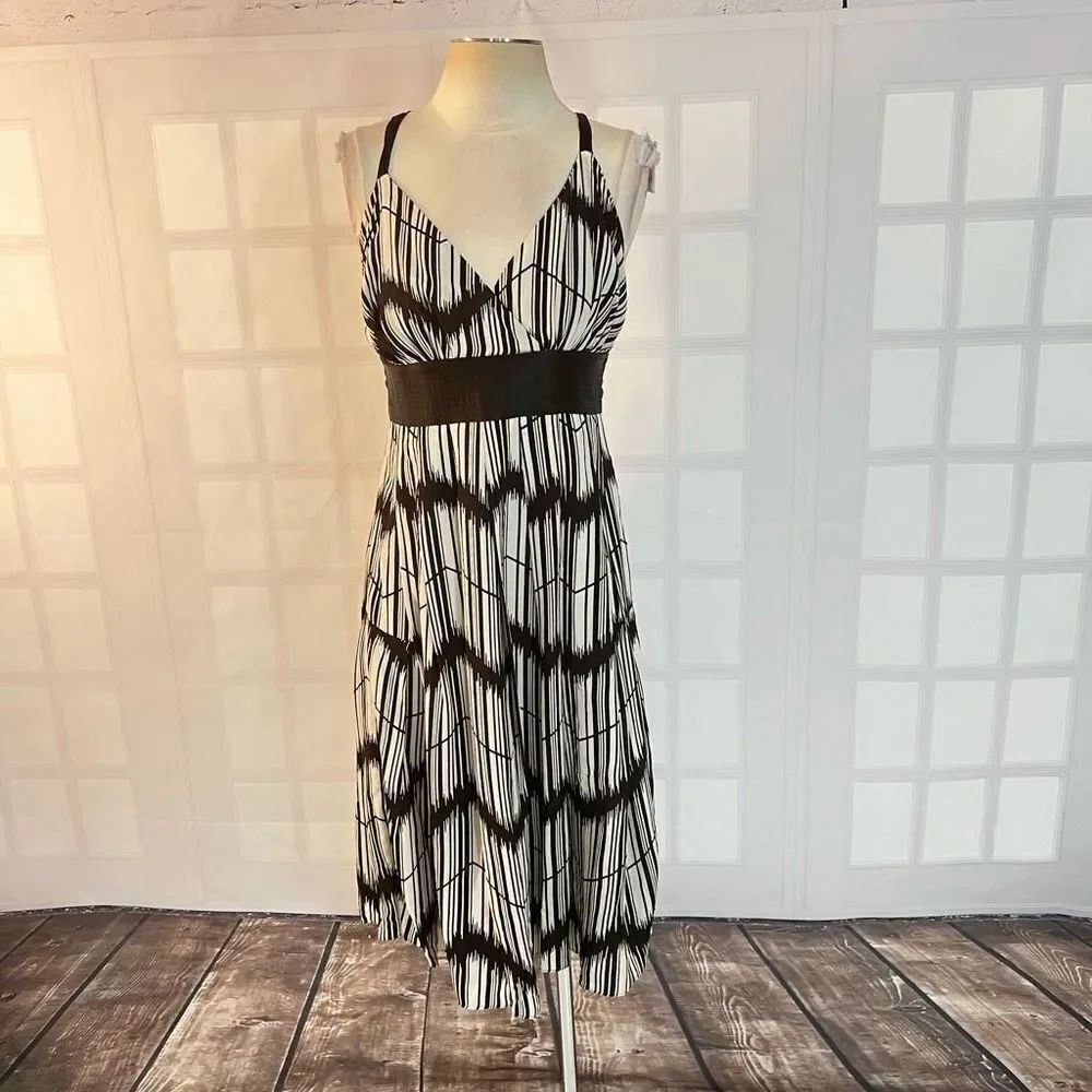Ted baker vintage silk black and white print summer dress